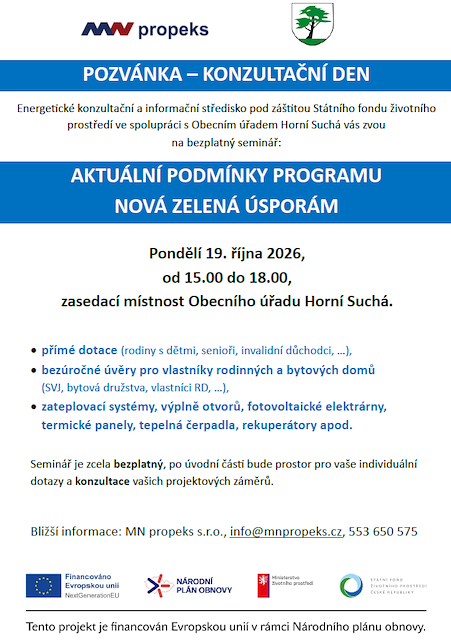 Konzultační den - NOVÁ ZELENÁ ÚSPORÁM